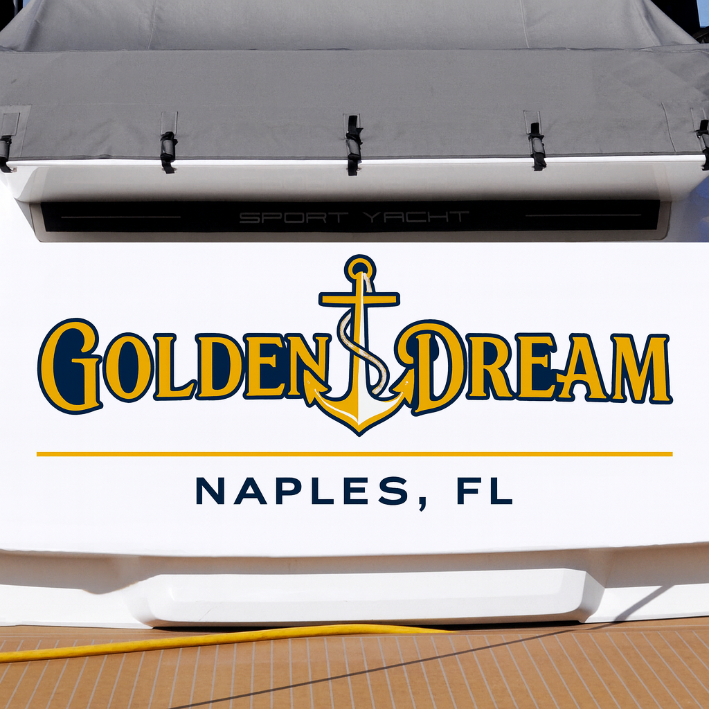 Custom Boat Stern Decal Sticker Sign | Boat Stern Name & Hailing City (Port) Sign