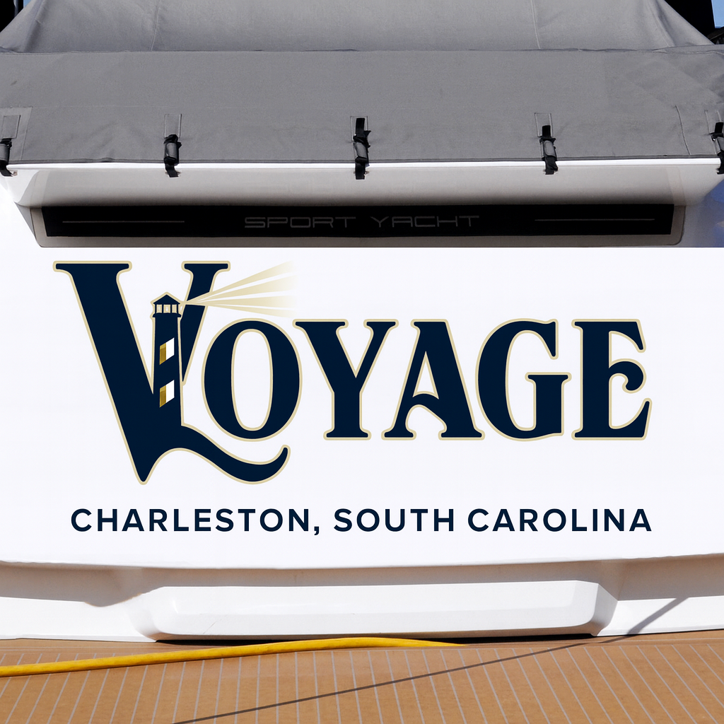 Custom Boat Stern Decal Sticker Sign | Boat Stern Name & Hailing City (Port) Sign