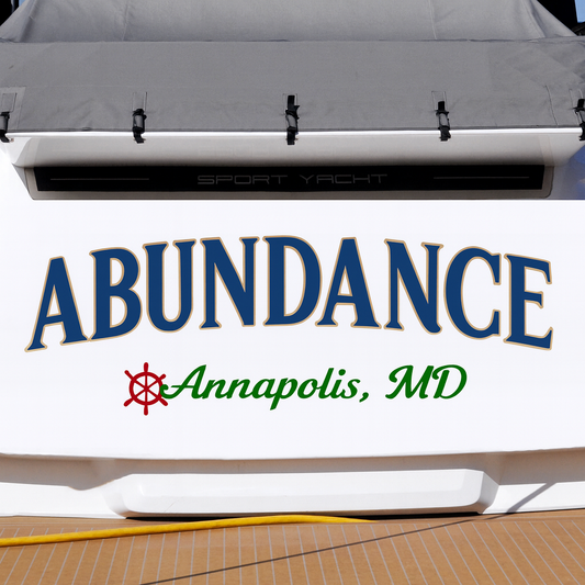 Custom Boat Stern Decal Sticker Sign | Boat Stern Name & Hailing City (Port) Sign