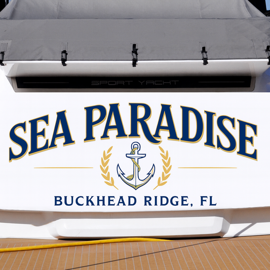 Custom Boat Stern Decal Sticker Sign | Boat Stern Name & Hailing City (Port) Sign