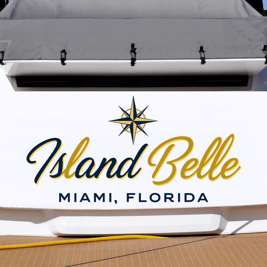 Custom Boat Stern Decal Sticker Sign | Boat Stern Name & Hailing City (Port) Sign
