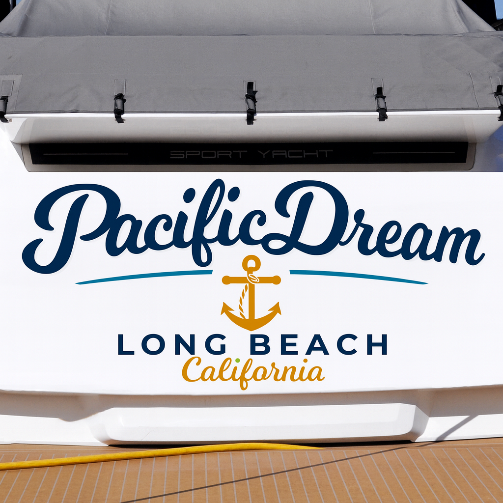Custom Boat Stern Decal Sticker Sign | Boat Stern Name & Hailing City (Port) Sign