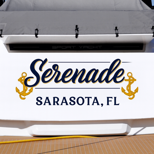 Custom Boat Stern Decal Sticker Sign | Boat Stern Name & Hailing City (Port) Sign