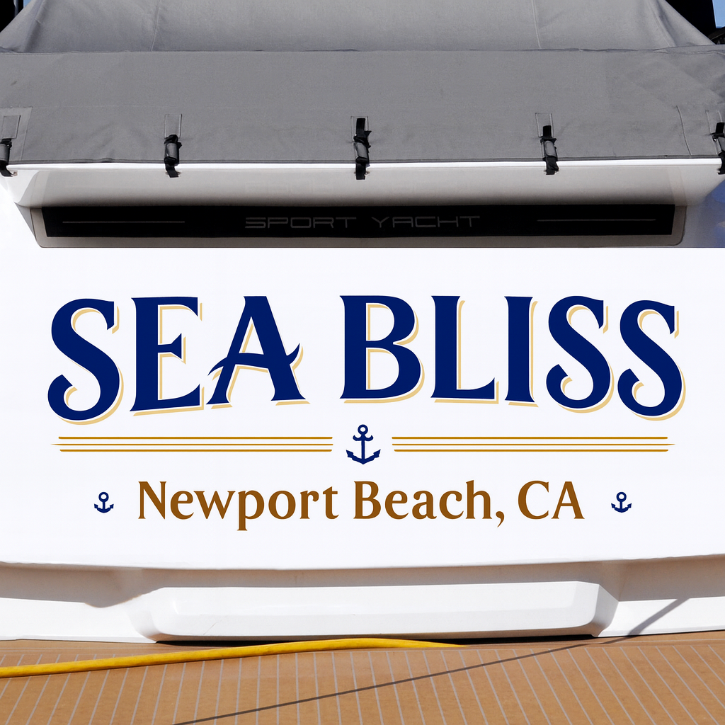 Custom Boat Stern Decal Sticker Sign | Boat Stern Name & Hailing City (Port) Sign