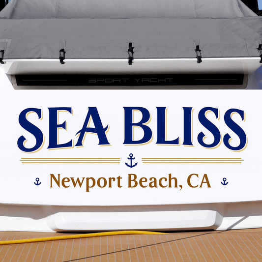 Custom Boat Stern Decal Sticker Sign | Boat Stern Name & Hailing City (Port) Sign