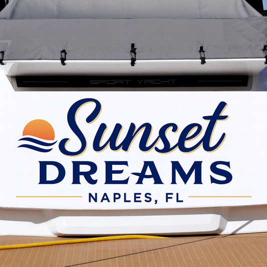 Custom Boat Stern Decal Sticker Sign | Boat Stern Name & Hailing City (Port) Sign