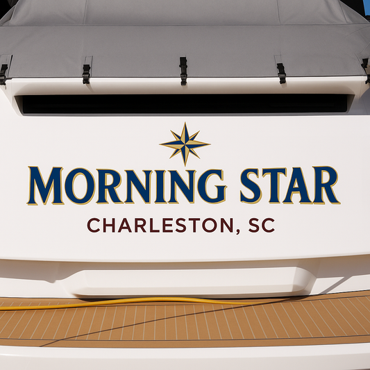 Custom Boat Stern Decal Sticker Sign | Boat Stern Name & Hailing City (Port) Sign