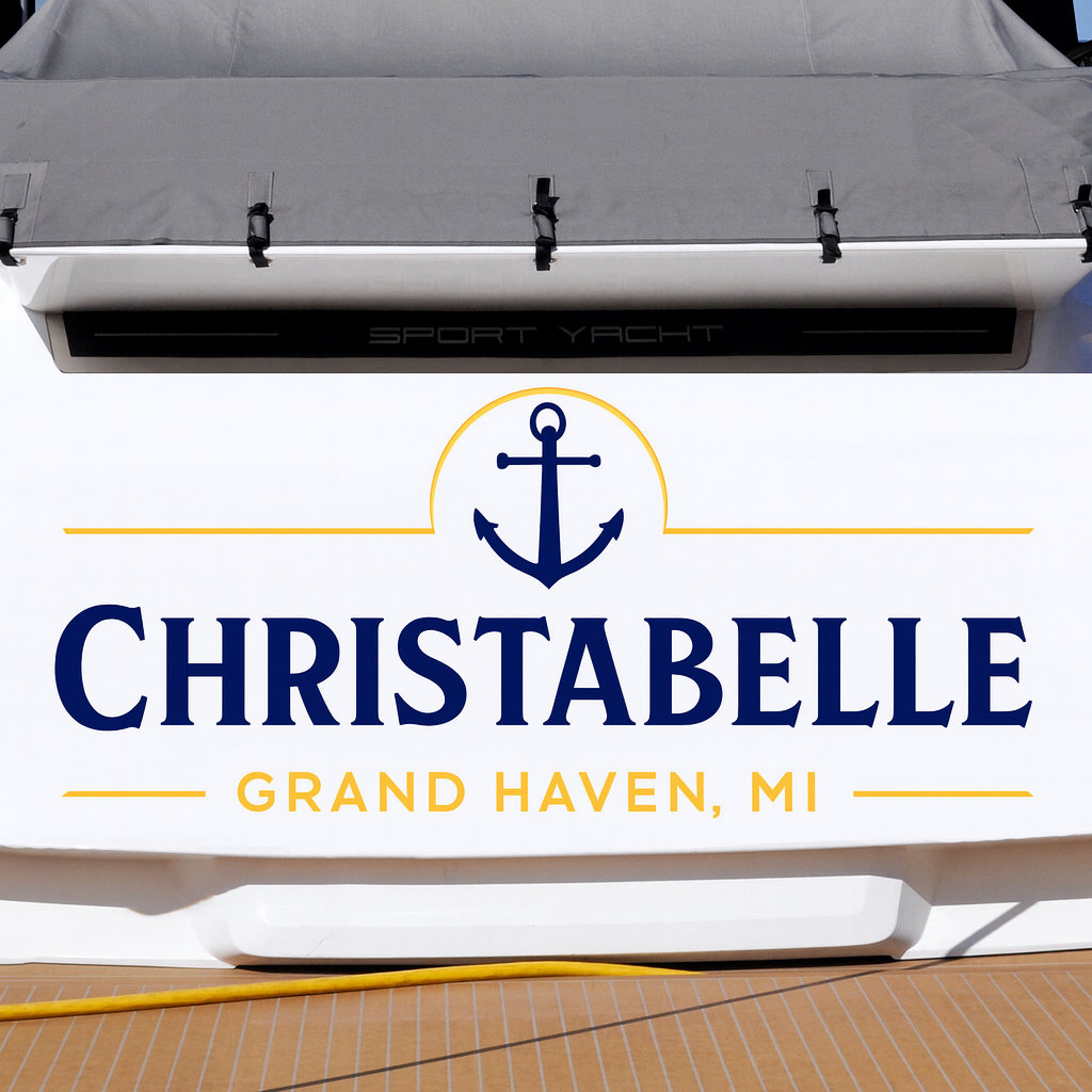 Custom Boat Stern Decal Sticker Sign | Boat Stern Name & Hailing City (Port) Sign