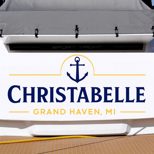 Custom Boat Stern Decal Sticker Sign | Boat Stern Name & Hailing City (Port) Sign