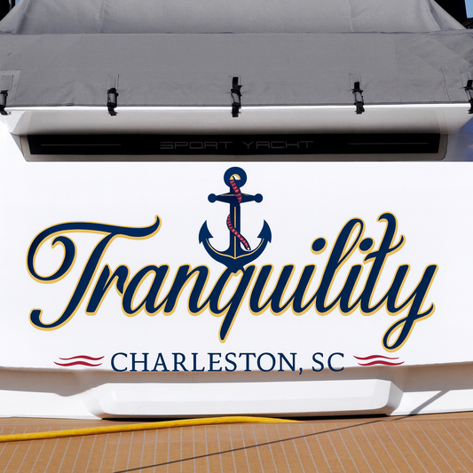 Custom Boat Stern Decal Sticker Sign | Boat Stern Name & Hailing City (Port) Sign