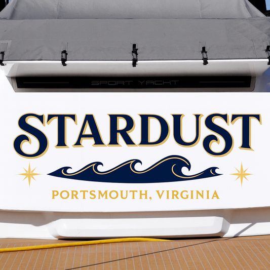 Custom Boat Stern Decal Sticker Sign | Boat Stern Name & Hailing City (Port) Sign