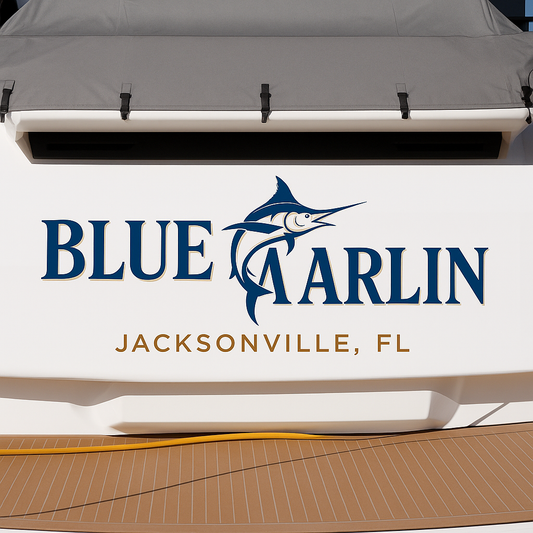 Custom Boat Stern Decal Sticker Sign | Boat Stern Name & Hailing City (Port) Sign