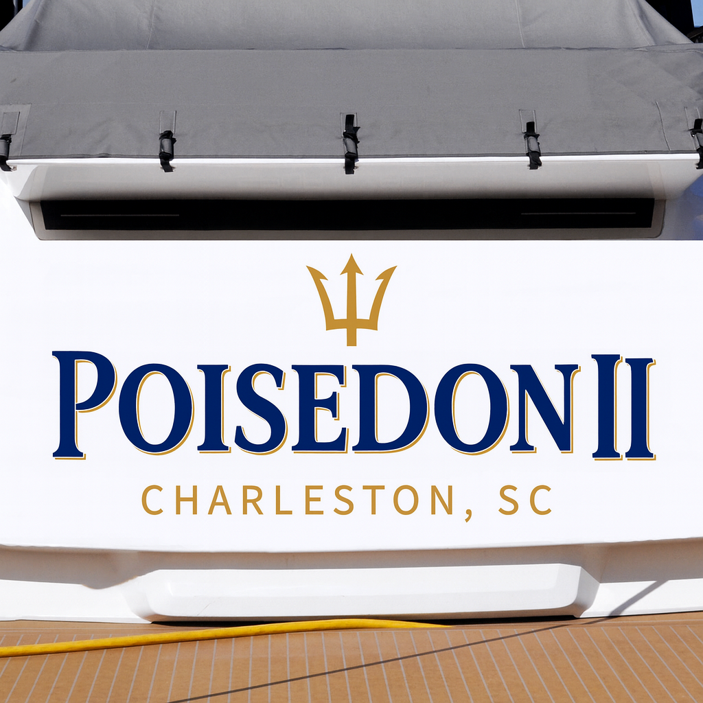 Custom Boat Stern Decal Sticker Sign | Boat Stern Name & Hailing City (Port) Sign