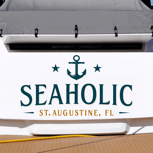 Custom Boat Stern Decal Sticker Sign | Boat Stern Name & Hailing City (Port) Sign