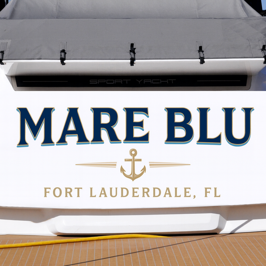 Custom Boat Stern Decal Sticker Sign | Boat Stern Name & Hailing City (Port) Sign
