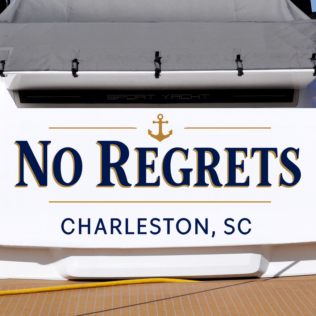 Custom Boat Stern Decal Sticker Sign | Boat Stern Name & Hailing City (Port) Sign