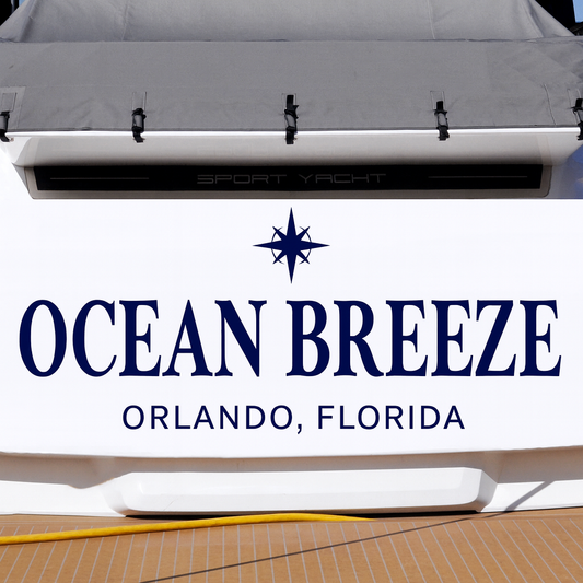 Custom Boat Stern Decal Sticker Sign | Boat Stern Name & Hailing City (Port) Sign