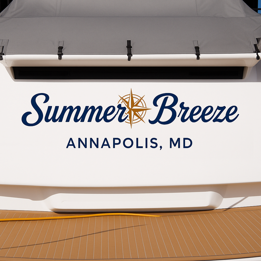 Custom Boat Stern Decal Sticker Sign | Boat Stern Name & Hailing City (Port) Sign