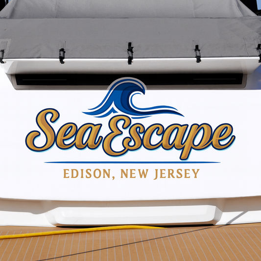 Custom Boat Stern Decal Sticker Sign | Boat Stern Name & Hailing City (Port) Sign