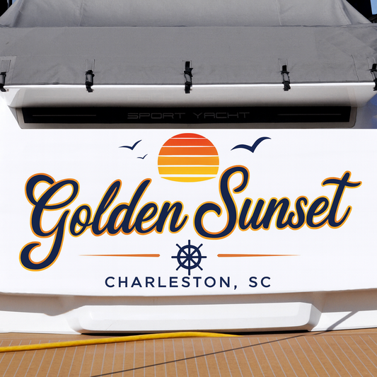 Custom Boat Stern Decal Sticker Sign | Boat Stern Name & Hailing City (Port) Sign