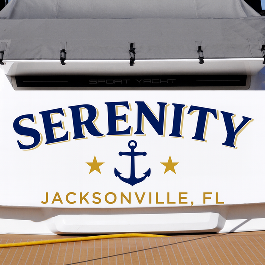 Custom Boat Stern Decal Sticker Sign | Boat Stern Name & Hailing City (Port) Sign