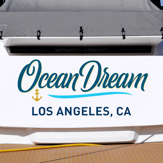 Custom Boat Stern Decal Sticker Sign | Boat Stern Name & Hailing City (Port) Sign