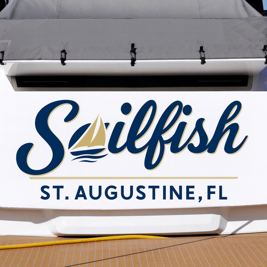 Custom Boat Stern Decal Sticker Sign | Boat Stern Name & Hailing City (Port) Sign