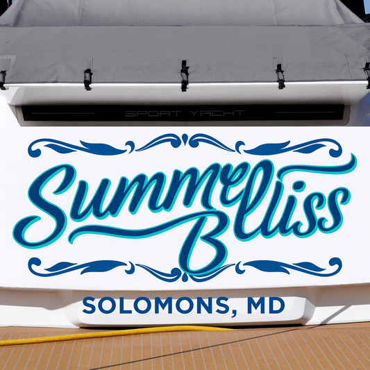 Custom Boat Stern Decal Sticker Sign | Boat Stern Name & Hailing City (Port) Sign