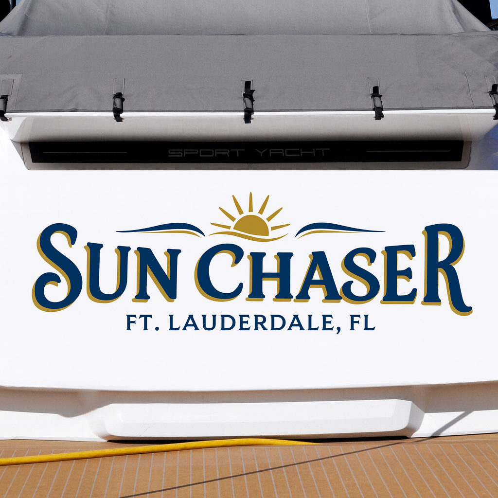 Custom Boat Stern Decal Sticker Sign | Boat Stern Name & Hailing City (Port) Sign