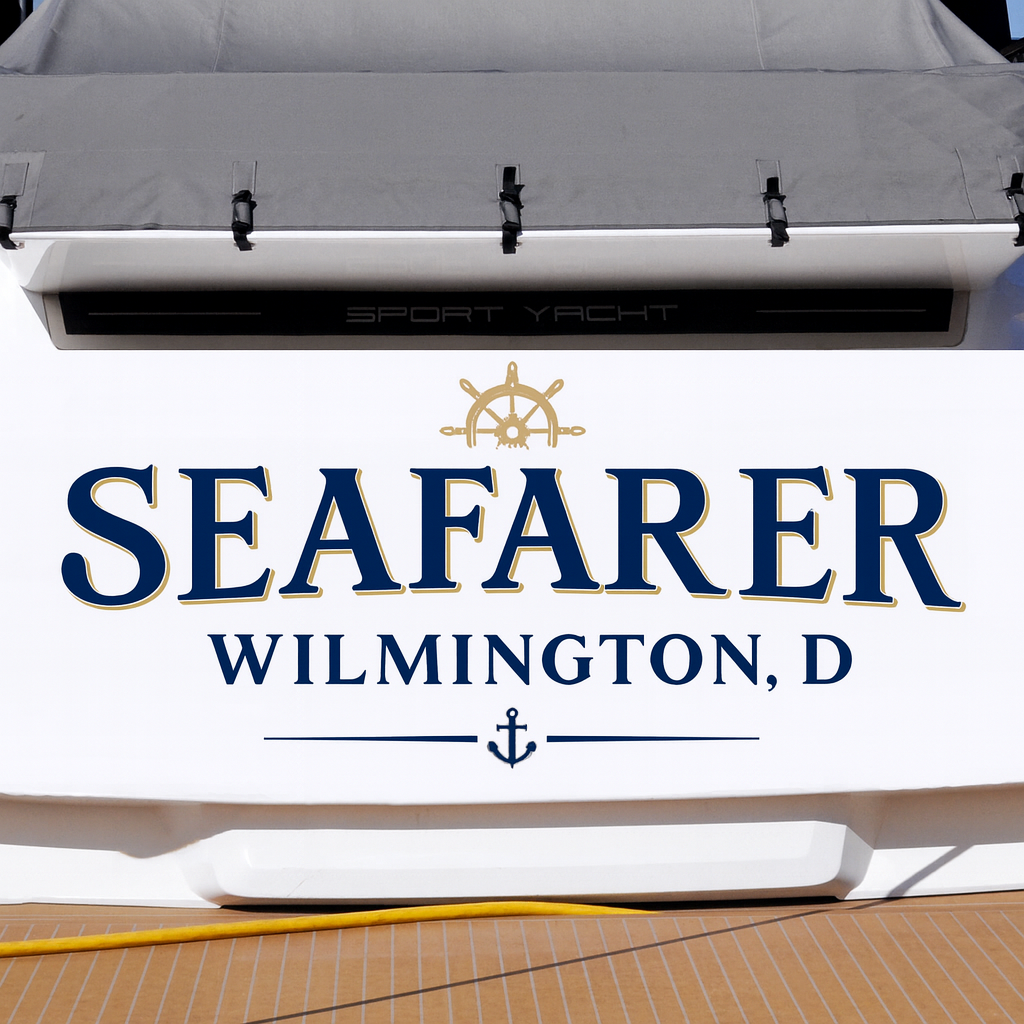 Custom Boat Stern Decal Sticker Sign | Boat Stern Name & Hailing City (Port) Sign