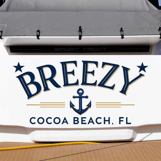 Custom Boat Stern Decal Sticker Sign | Boat Stern Name & Hailing City (Port) Sign