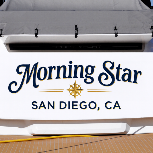Custom Boat Stern Decal Sticker Sign | Boat Stern Name & Hailing City (Port) Sign