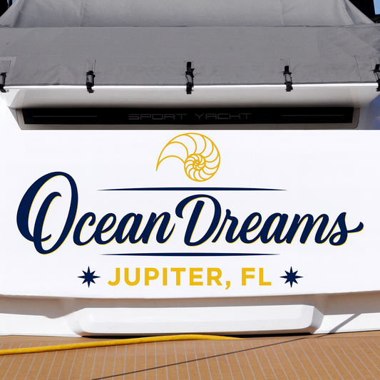 Custom Boat Stern Decal Sticker Sign | Boat Stern Name & Hailing City (Port) Sign