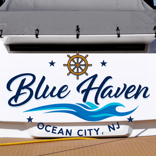 Custom Boat Stern Decal Sticker Sign | Boat Stern Name & Hailing City (Port) Sign