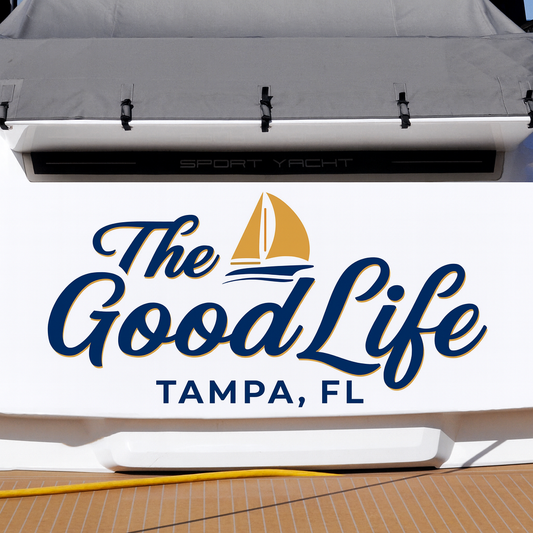 Custom Boat Stern Decal Sticker Sign | Boat Stern Name & Hailing City (Port) Sign