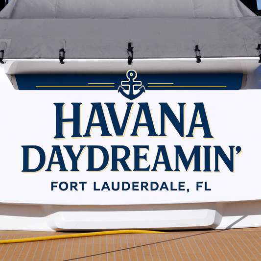 Custom Boat Stern Decal Sticker Sign | Boat Stern Name & Hailing City (Port) Sign