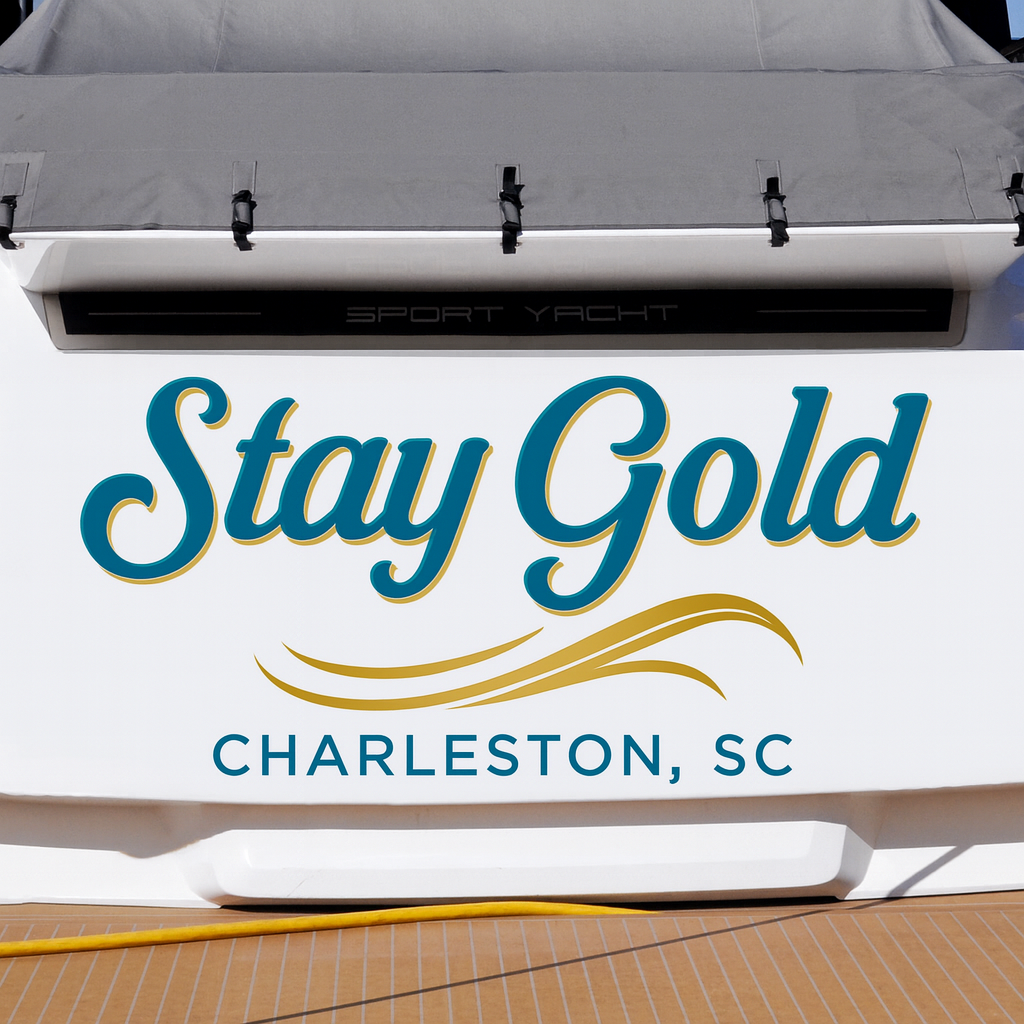 Custom Boat Stern Decal Sticker Sign | Boat Stern Name & Hailing City (Port) Sign