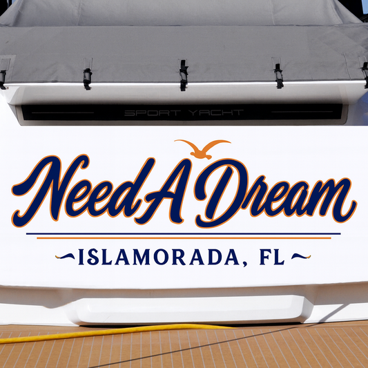 Custom Boat Stern Decal Sticker Sign | Boat Stern Name & Hailing City (Port) Sign