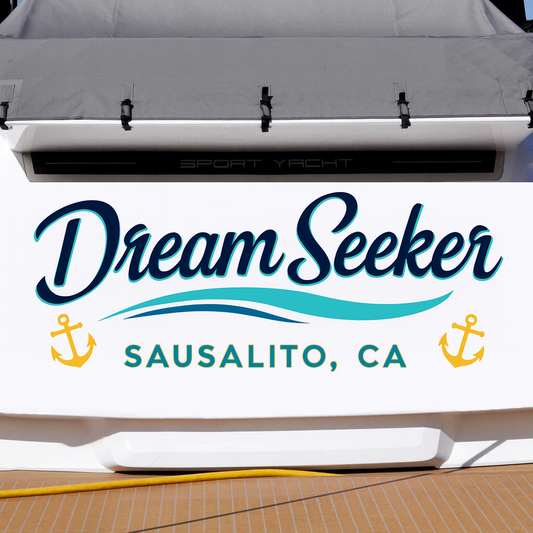 Custom Boat Stern Decal Sticker Sign | Boat Stern Name & Hailing City (Port) Sign