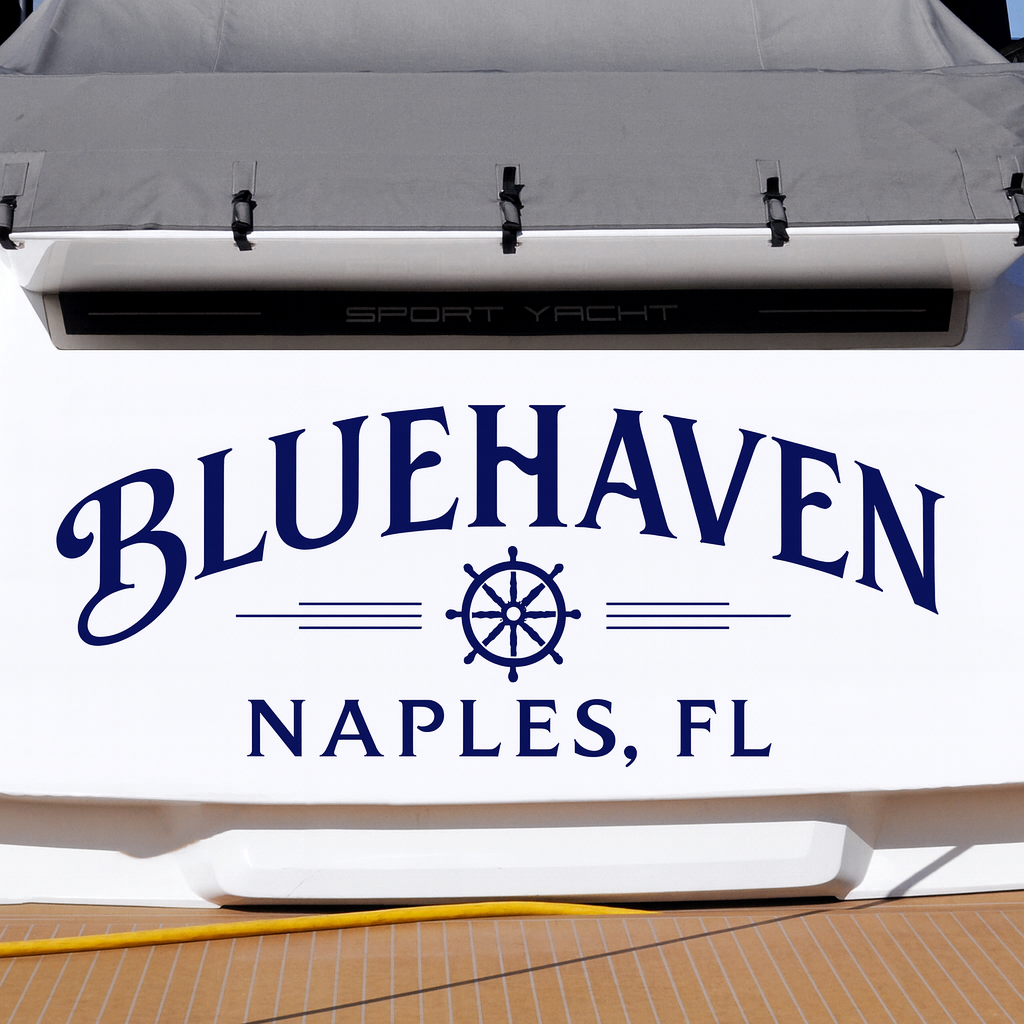 Custom Boat Stern Decal Sticker Sign | Boat Stern Name & Hailing City (Port) Sign