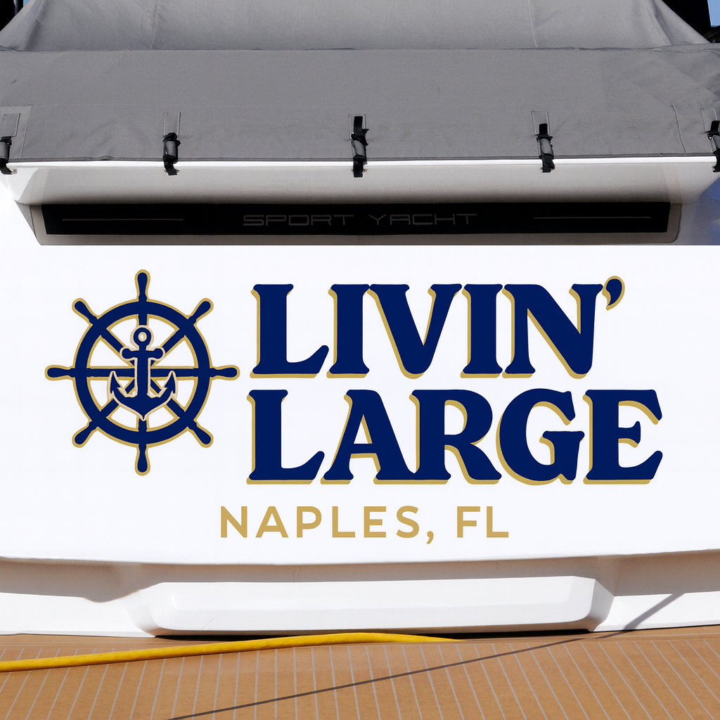 Custom Boat Stern Decal Sticker Sign | Boat Stern Name & Hailing City (Port) Sign