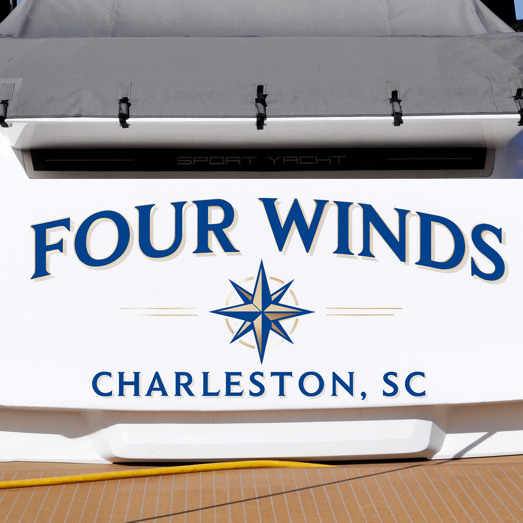 Custom Boat Stern Decal Sticker Sign | Boat Stern Name & Hailing City (Port) Sign