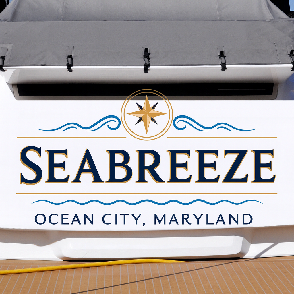Custom Boat Stern Decal Sticker Sign | Boat Stern Name & Hailing City (Port) Sign