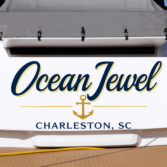 Custom Boat Stern Decal Sticker Sign | Boat Stern Name & Hailing City (Port) Sign