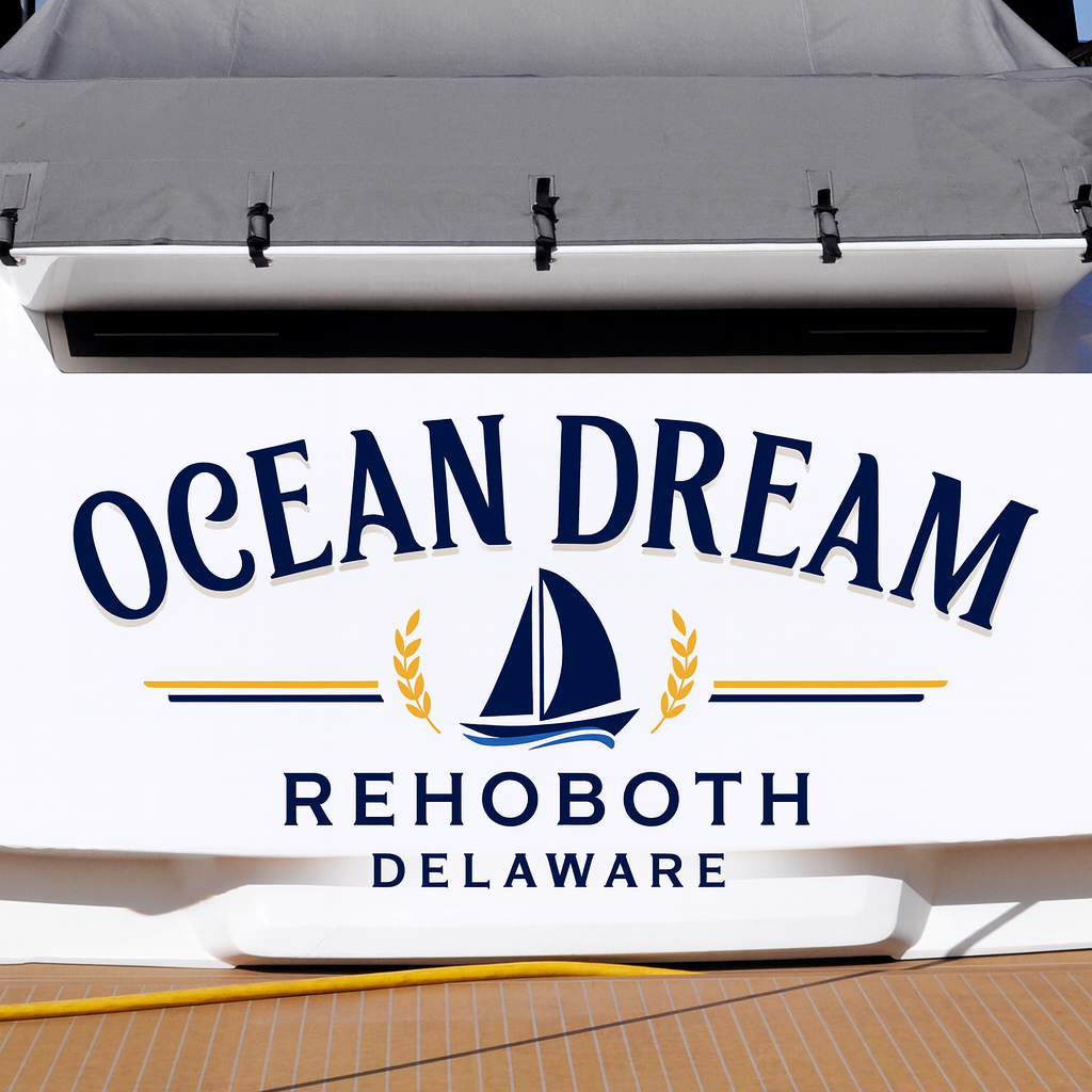 Custom Boat Stern Decal Sticker Sign | Boat Stern Name & Hailing City (Port) Sign