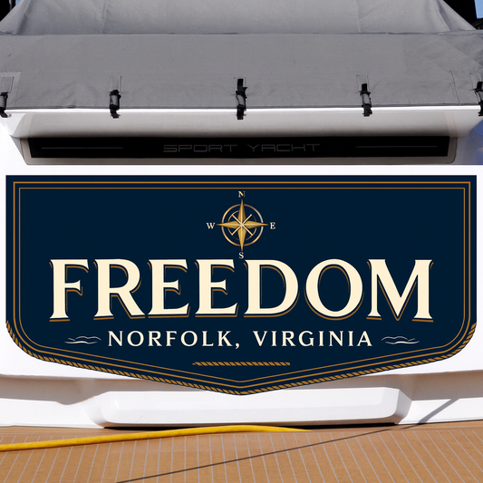 Custom Boat Stern Decal Sticker Sign | Boat Stern Name & Hailing City (Port) Sign