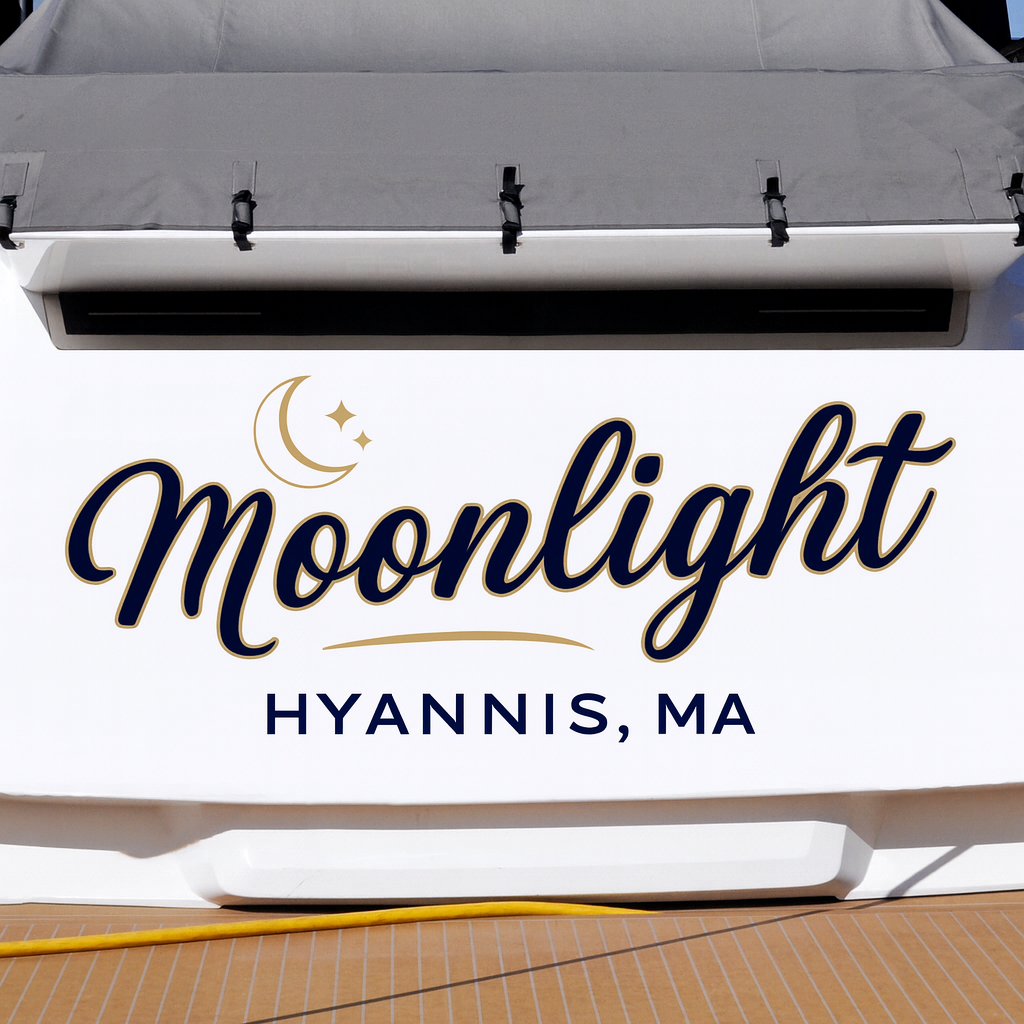 Custom Boat Stern Decal Sticker Sign | Boat Stern Name & Hailing City (Port) Sign