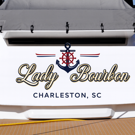 Custom Boat Stern Decal Sticker Sign | Boat Stern Name & Hailing City (Port) Sign