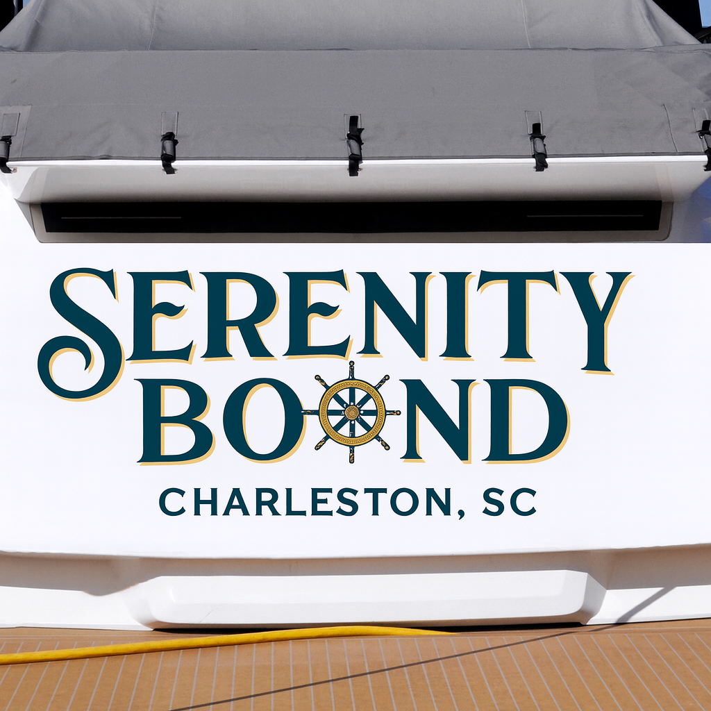 Custom Boat Stern Decal Sticker Sign | Boat Stern Name & Hailing City (Port) Sign