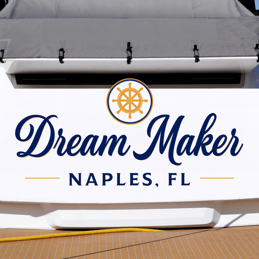 Custom Boat Stern Decal Sticker Sign | Boat Stern Name & Hailing City (Port) Sign